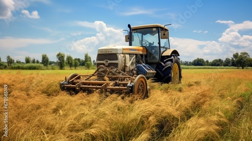 combine harvester working on a field