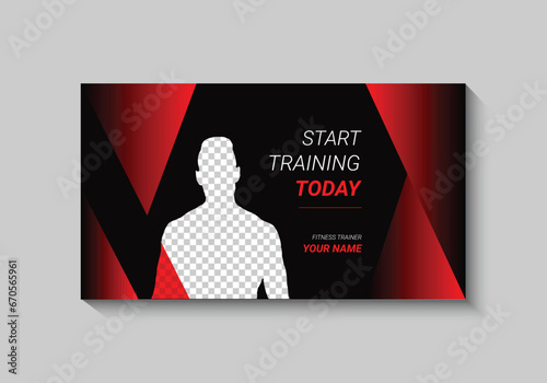 Vector fitness gym exercise youtube thumbnail and web banner template 