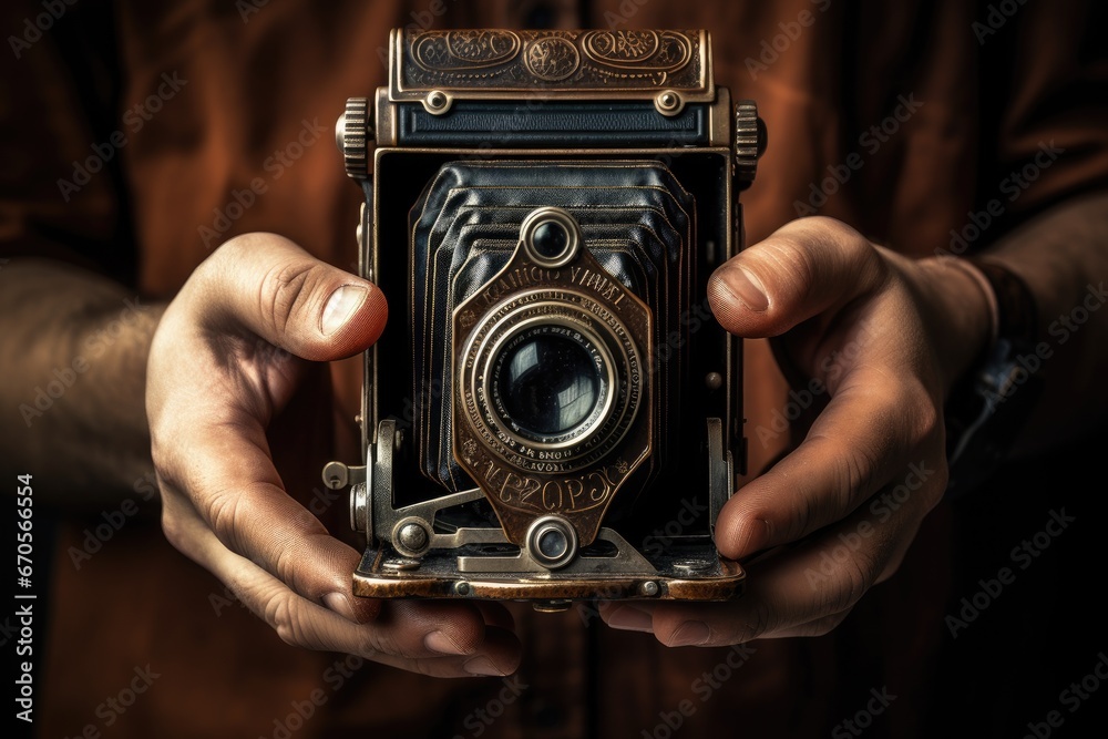 Classic Wooden Camera with Lens