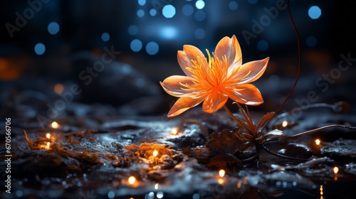 Winter Floral Dreamscape: Night Lights and Natural Elements