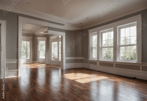 empty apartment room with wood floors