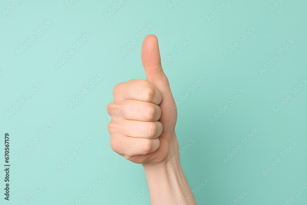 Close up of hand showing thumbs up sign