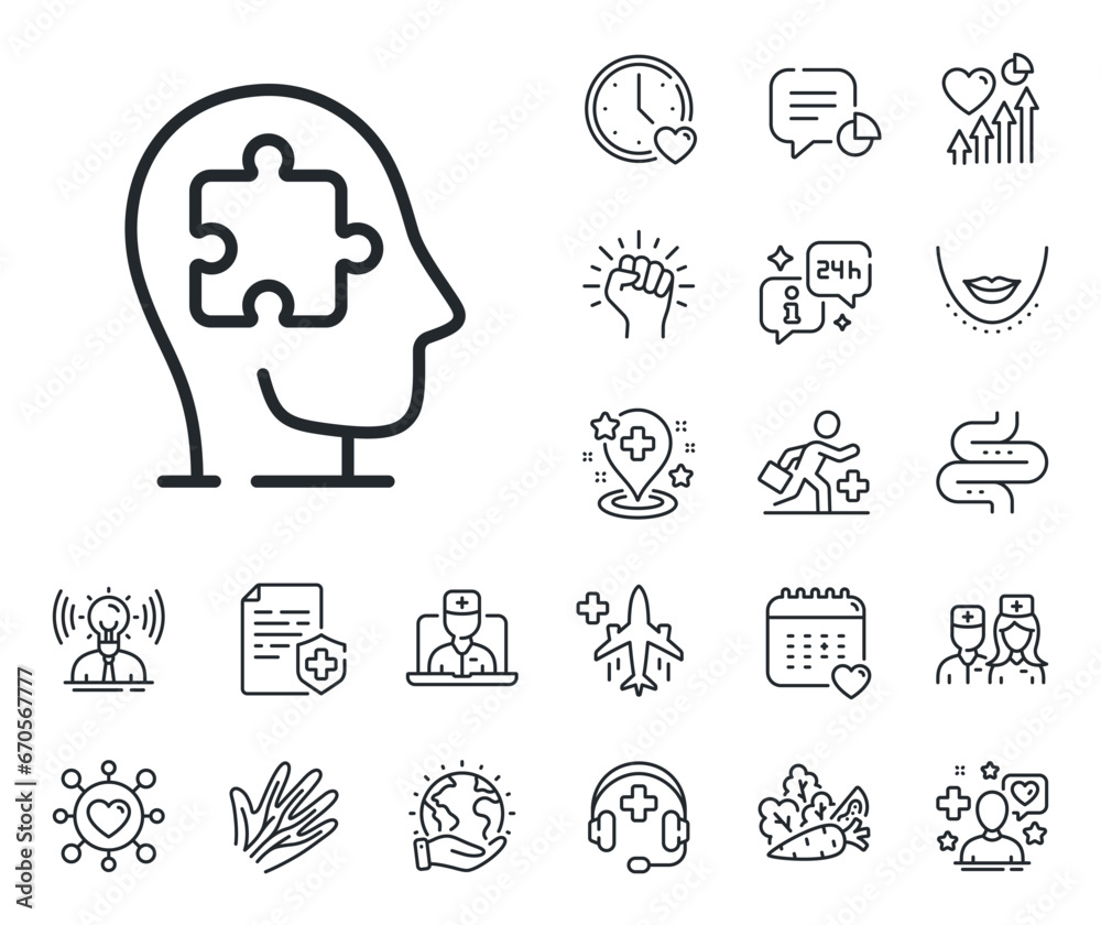 Psychology therapy sign. Online doctor, patient and medicine outline icons. Mental conundrum line icon. Brain puzzle symbol. Mental conundrum line sign. Vector Psychology therapy sign. Online doctor, patient and medicine outline icons. Mental conundrum line icon. Brain puzzle symbol. Mental conundrum line sign. Vector