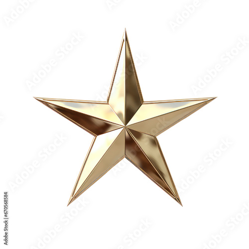 Golden star christmas decoration. Isolated on background. transparent PNG