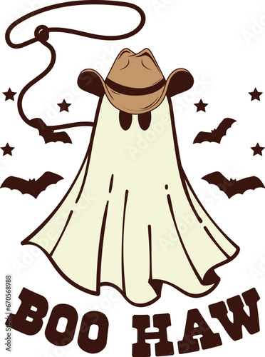 Spooky Western Halloween Sublimation Illustration