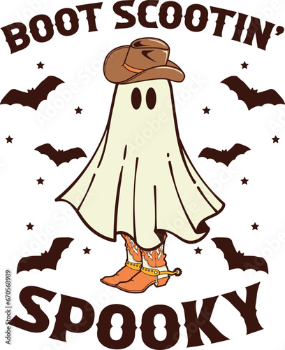 Spooky Western Halloween Sublimation Illustration