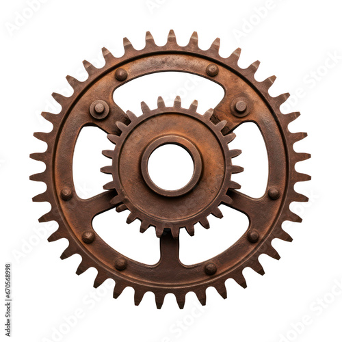 Rusty cog. Isolated on transparent background. png