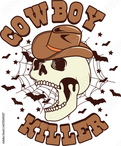 Spooky Western Halloween Sublimation Illustration