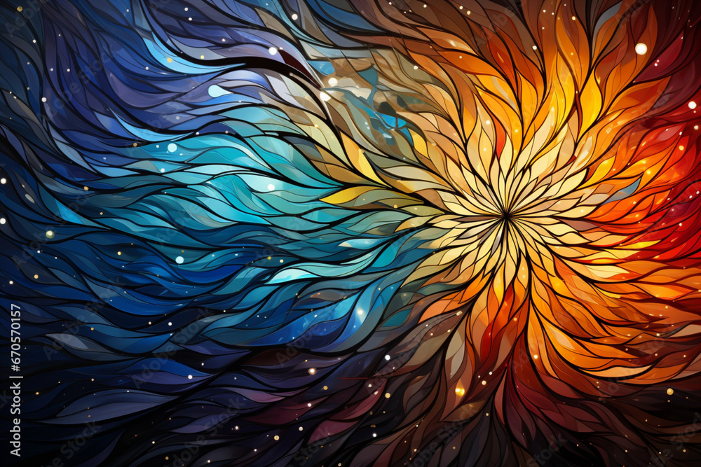 Fototapeta premium Cosmic Kaleidoscope Abstraction - Generative Ai