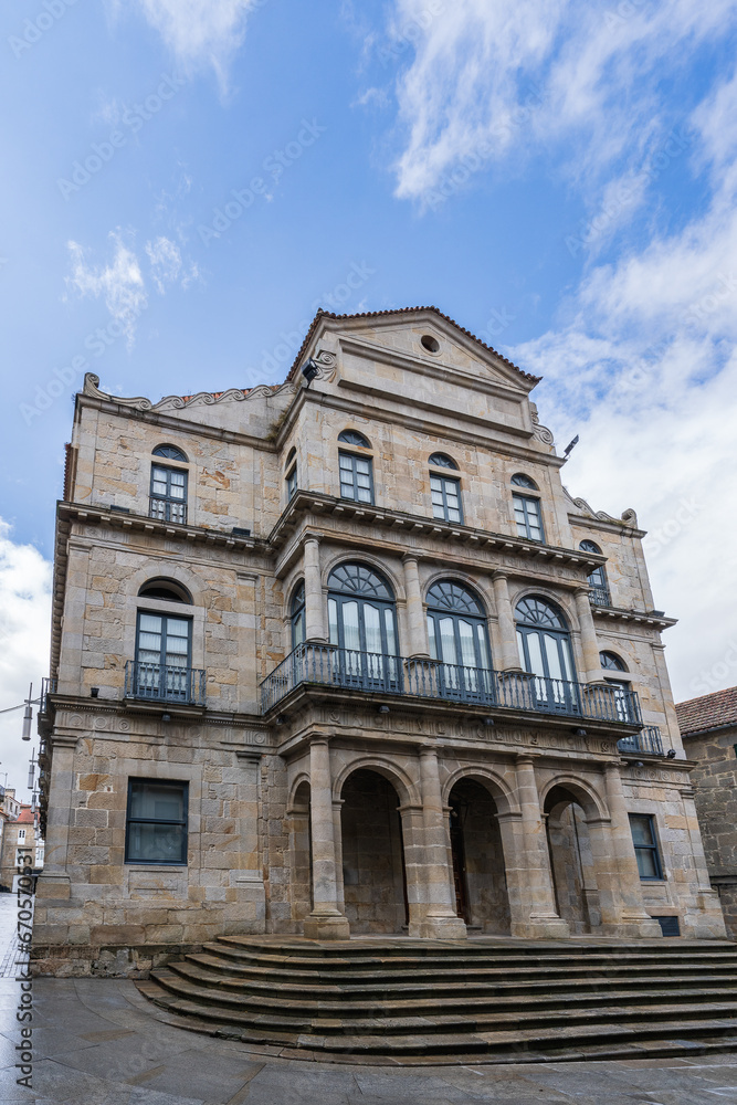 View of the Liceo Casino in the city of Pontevedra, in Galicia, Spain.