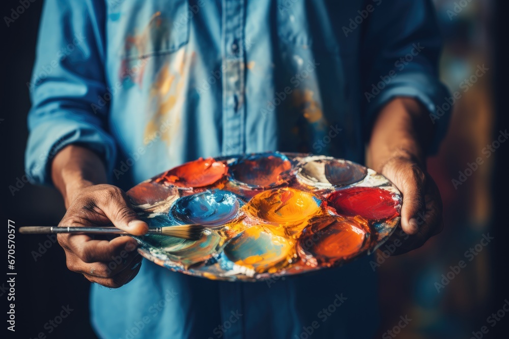 Obraz premium Artisan's Palette: Colorful Journey in Brush Strokes