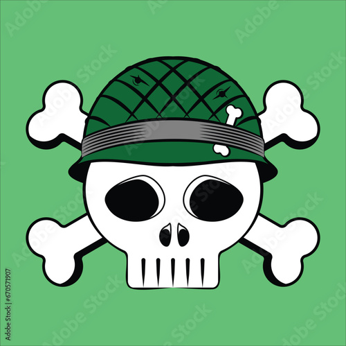 Soldier skull without jaw with crossbones suitable for sticker, mug, t-shirt. etc. Eps 10 © hong_honk