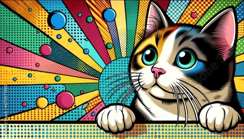 Pop Art Kitty: Vibrant Colors and Retro Dots Meet Feline Charm