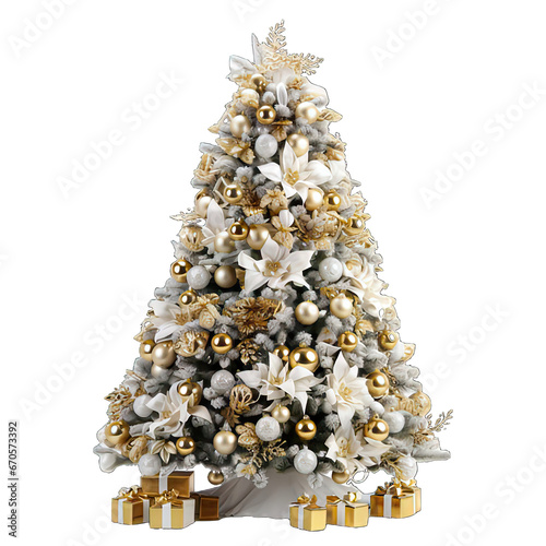 Christmas tree decorated on Christmas Day, created by AI photo