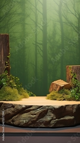 Natural Materials Product Presentation Podium. Abstract Nature Composition.