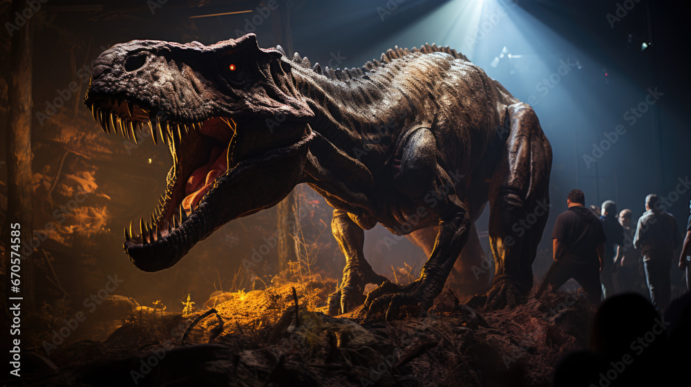 Dinosaur Museum Tyrannosaurus Rex Fossil Exhibit. - obrazy, fototapety, plakaty 