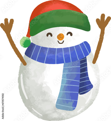 hand drawn illustration christmas winter snowmen illustration (ID: 670574582)