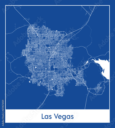 Las Vegas United States North America City map blue print vector illustration
