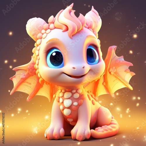 Little cute dragon with big kind eyes. A wonderful and sweet character.