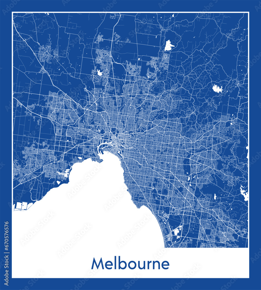 Fototapeta premium Melbourne Australia City map blue print vector illustration
