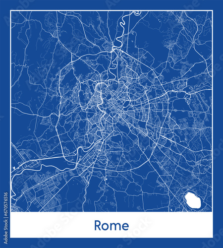 Rome Italy Europe City map blue print vector illustration