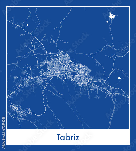 Tabriz Iran Asia City map blue print vector illustration