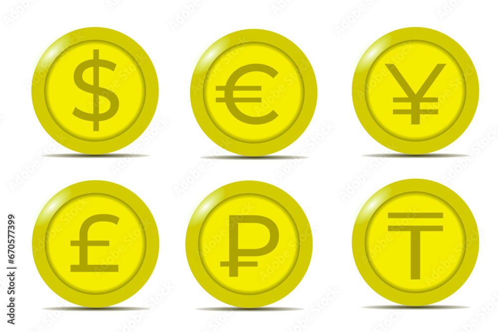 3D gold coins.
Vector 3D model of a coin.
Euro, dollar, ruble, yuan, pound, tenge.
Vector gold coins 3D gold coins.
Vector 3D model of a coin.
Euro, dollar, ruble, yuan, pound, tenge.
Vector gold coins