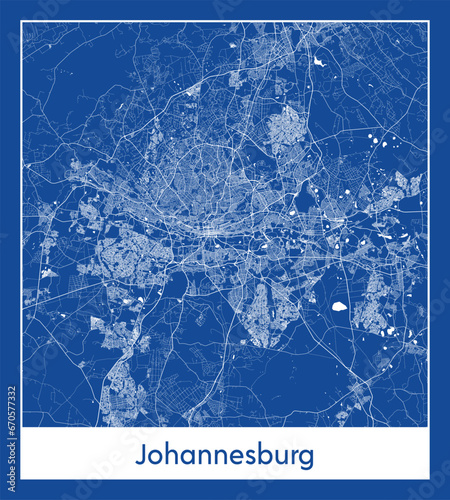 Johannesburg South Africa Africa City map blue print vector illustration