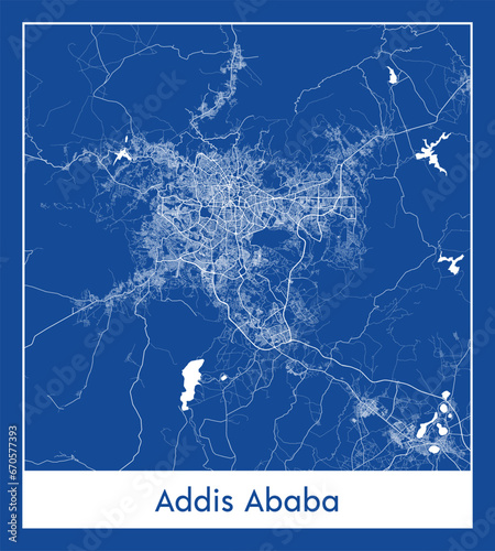 Addis Ababa Ethiopia Africa City map blue print vector illustration