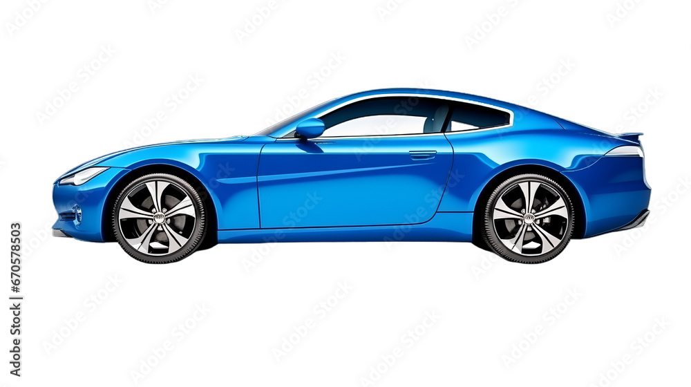 Fototapeta premium blue luxury sports car PNG on a transparent background 