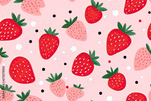 seamless pattern with cute Strawberry and flower illustrations,a simple design for baby room decor and nursery decoration.Strawberry illustrations for nursery decor.