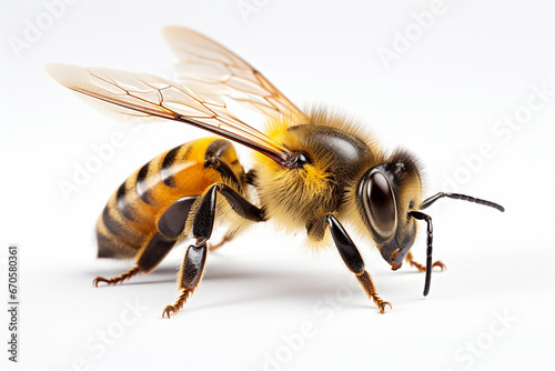 Bee, Bee Isolated In White, Bee In White Background © Lahiru Gayashan