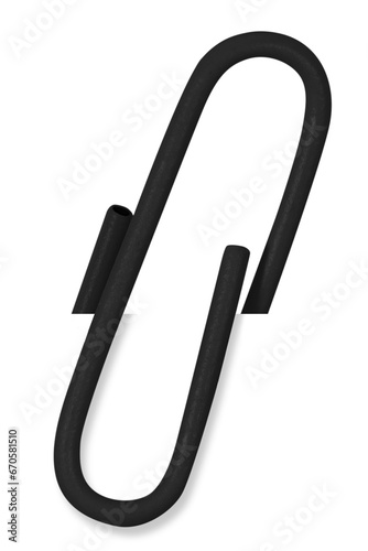 Black paperclip on a blank background.