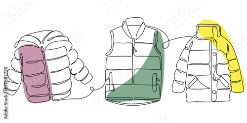 Clothes, footwear, Coats, dresses, trousers line art. Fashion. Winter cap scarf blazer sweater hoodie and coat set. line art of winter clothing. Fall trends. Winter clothing vectors. Warm