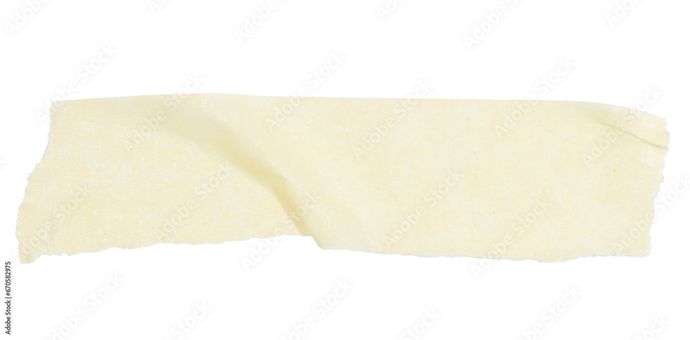 A piece of yellow paper tape on a blank background.