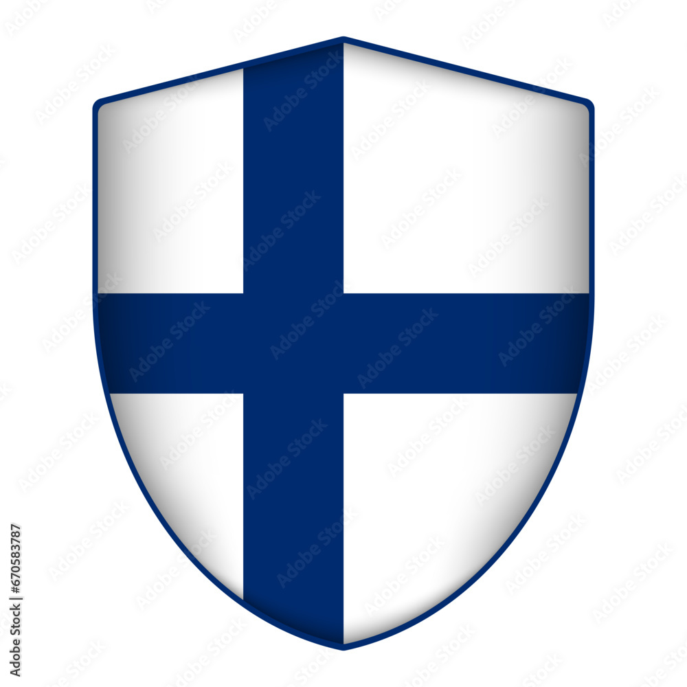 Finland flag in shield shape. Vector illustration. Finland flag in shield shape. Vector illustration.