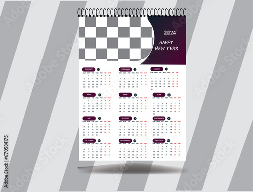  2024 week start Sunday corporate design planner template.