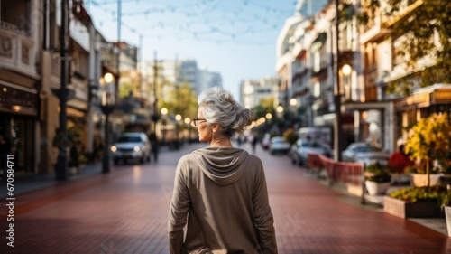 An elderly woman goes for a morning walk © senadesign