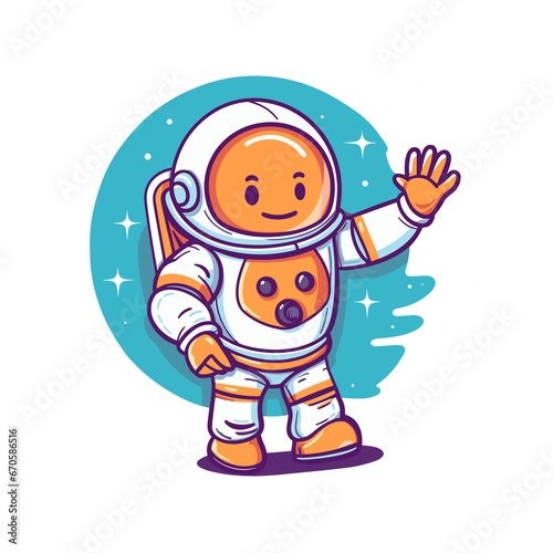 Cute Astronaut Riding Rocket And Waving Hand , Cartoon , Illustration, Cartoon PNG © Cove Art
