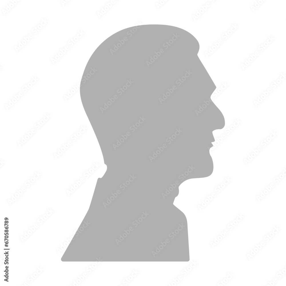 Vector illustration. Gray silhouette of a elderly man on a white background. Suitable for social media profiles, icons, screensavers and as a template.