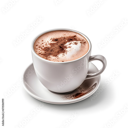 cup of hot chocolate on the white background