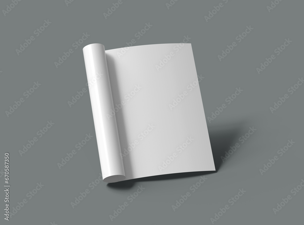 Blank A4 Half Sheet Fold brochure 3d render to present your design.
