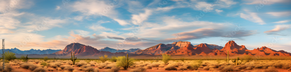Arizona desert with cactus illustration background