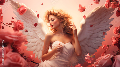 Adorable Cupid or angel . Valentines day concept design. photo