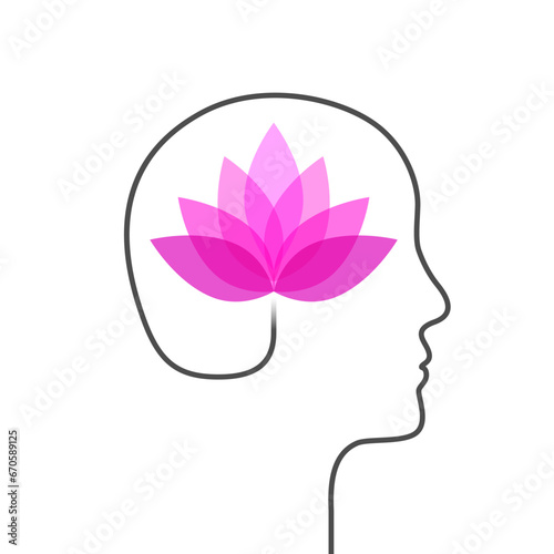 Human head and blooming lotus flower concept © lvnl