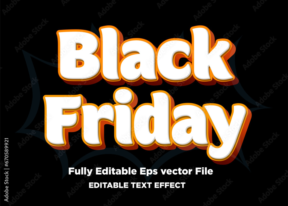 Black Friday 3d editable text effect premium vectors