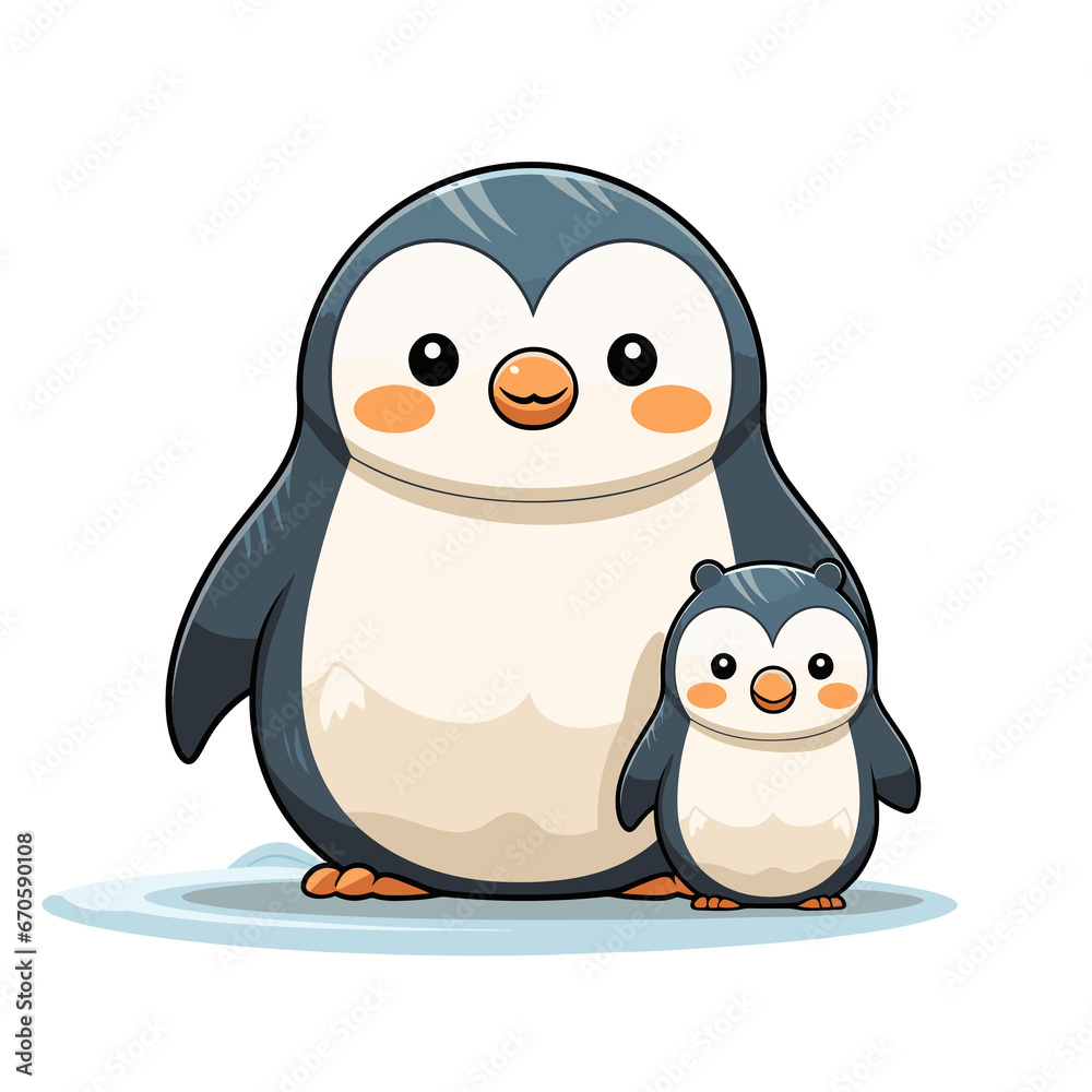 Fototapeta premium Cute Polar Bear With Penguin , Cartoon , Illustration, Cartoon PNG