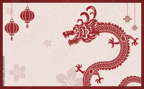 Happy new year. traditional folk paper cut art chinese dragon photo