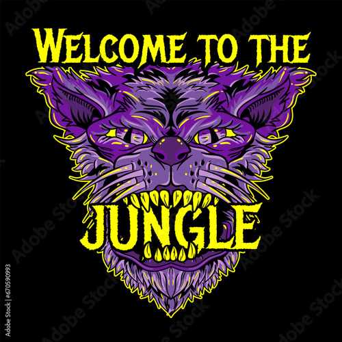 Aggressive demon beast head in colorful style vector illustration