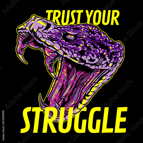 Aggressive demon beast head in colorful style vector illustration